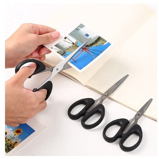 Kéo Cắt Giấy Thủ Công Học Sinh Văn Phòng Cán Đen 16cm