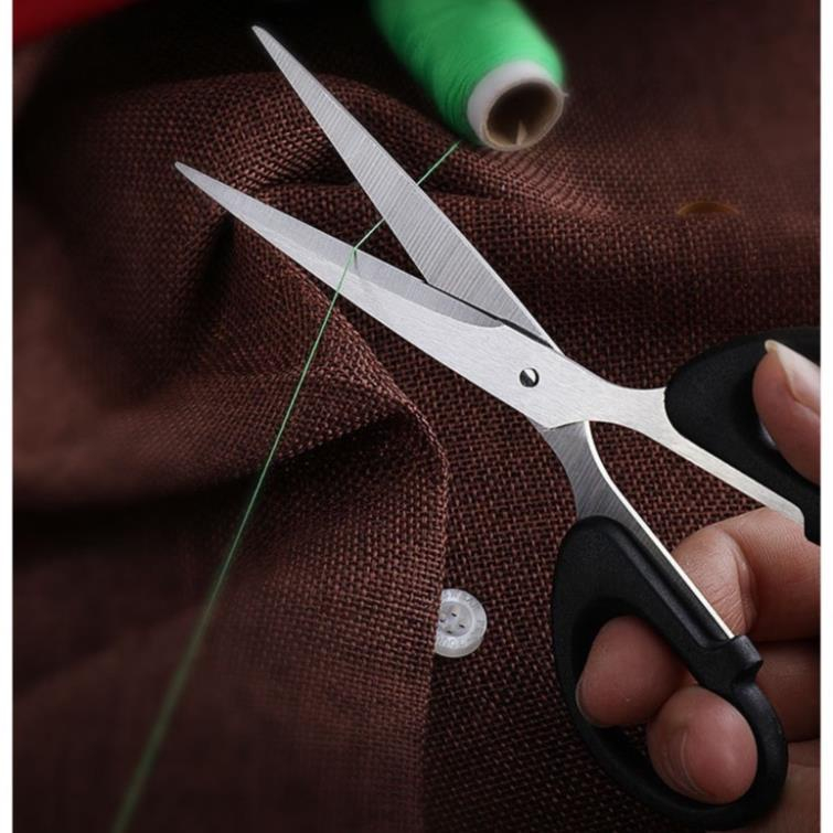 Kéo Cắt Giấy Thủ Công Học Sinh Văn Phòng Cán Đen 16cm