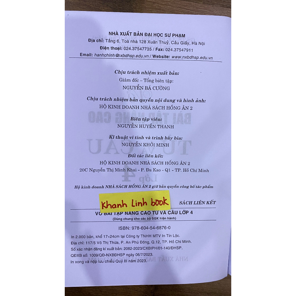 Sách Vở Bài Tập Nâng Cao Từ Và Câu Lớp 4