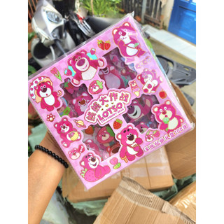 🌸Hộp 100 tấm sticker gấu dâu, kuromi trang trí sổ bìa sách dễ thương🌸