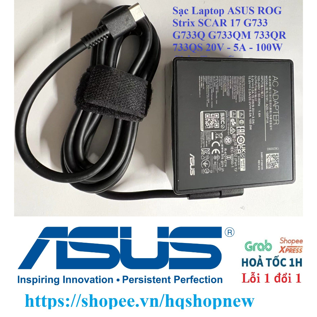 ⚡️ Sạc Laptop ASUS ROG Strix SCAR 17 G733 G733Q G733QM 733QR 733QS 20V - 5A - 100W Chân Type C