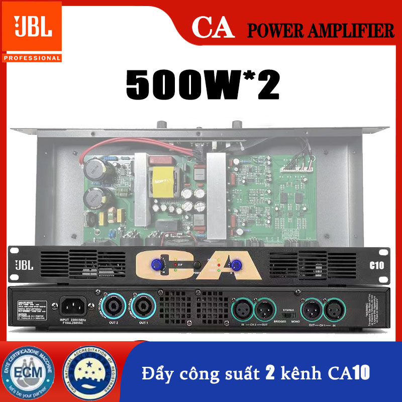 Đẩy công suất 2 kênh JBL CA10 class D, nguồn xung, mỏng 1U - Công suất 500w/kênh