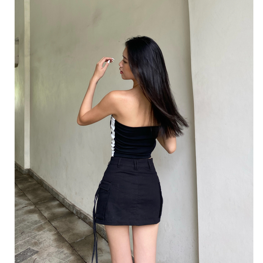 Áo quây croptop The Kim có mút ngực cao cấp , áo thun ống cotton hai lớp A216