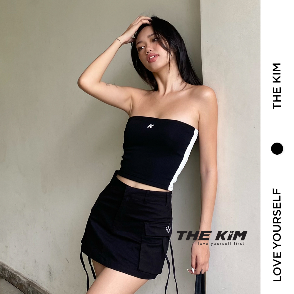 Áo quây croptop The Kim có mút ngực cao cấp , áo thun ống cotton hai lớp A216