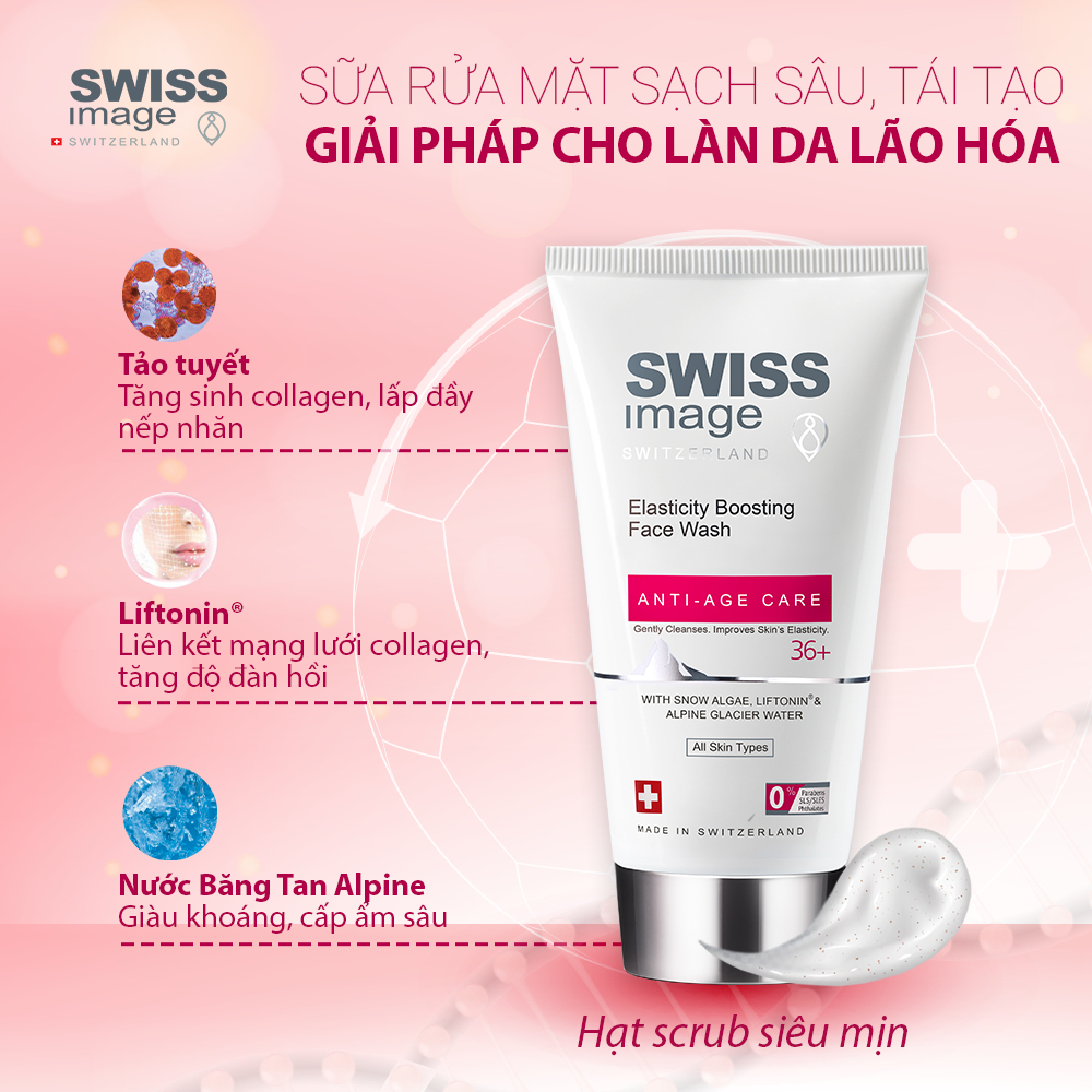 Sữa rửa mặt làm sạch chống lão hoá da Swiss Image 36+ Elasticity Boosting Face Wash 150ml (Tuổi từ 36+)