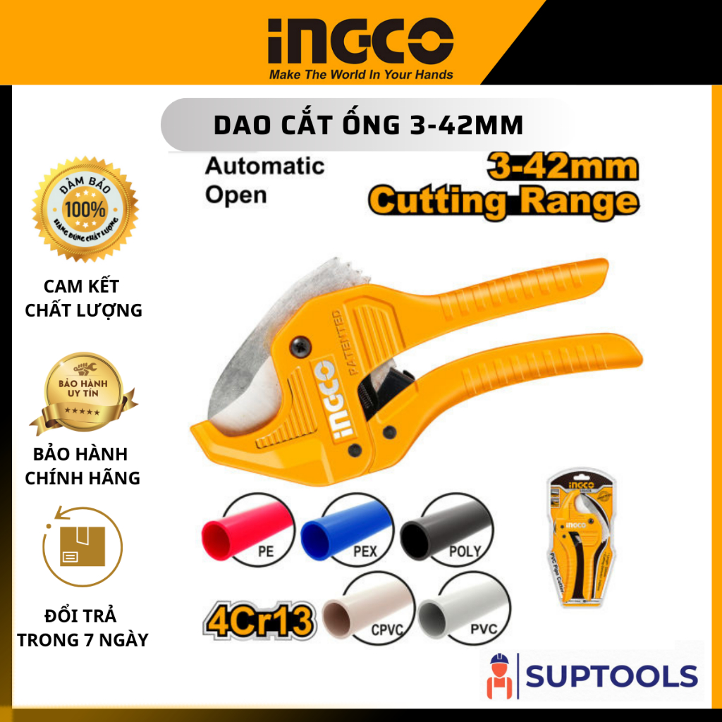 Dao cắt ống nhựa INGCO HPCS05428 Kềm cắt ống 3-42mm, kéo cắt ống PVC [Đồ nghề chính hãng]