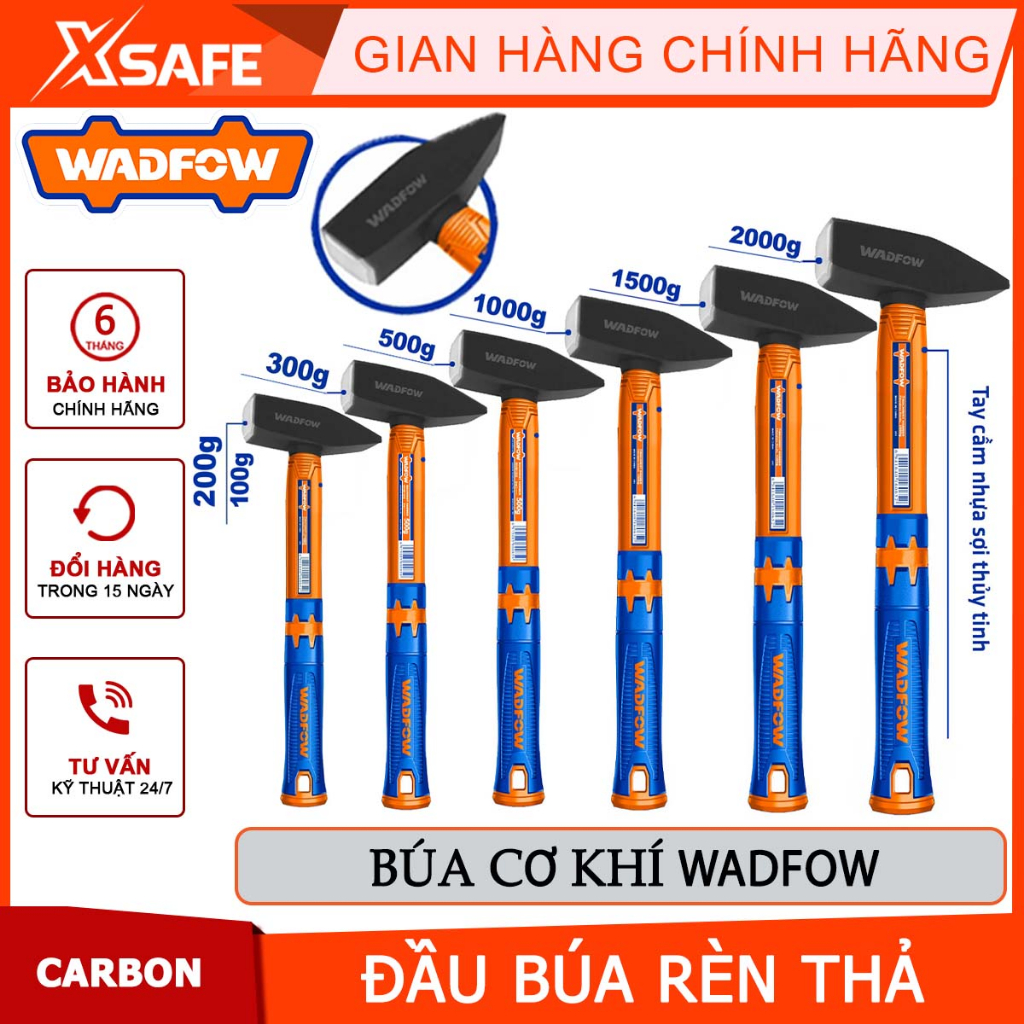 Búa cơ khí WADFOW chất liệu Carbon tay cầm chất liệu sợi thủy tinh trọng lượng 1000/1500/2000g