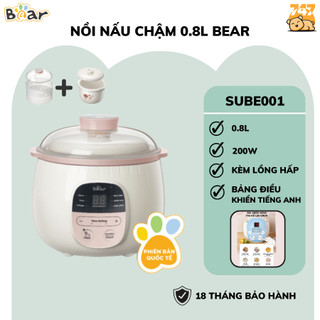 Nồi nấu chậm 0,8L Bear SUBE001 đa năng, 6 Chế độ nấu, lõi bằng gốm cao cấp giữ nhiệt lâu,BH 18 Tháng