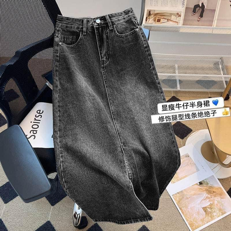 Chân Váy Jean Dáng Dáng Xẻ Tà Cá Tính