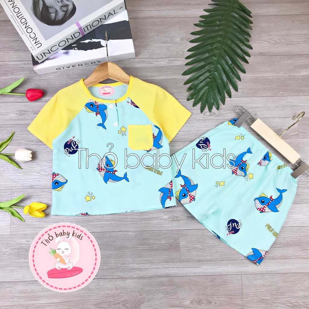 Đồ bộ tole lanh bé trai, bộ lanh cộc tay bé trai thỏ baby kids