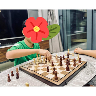 Bộ cờ vua gỗ sồi xuất mỹ 2in1 cờ vua vừa cờ vây đáy có hít nam châm