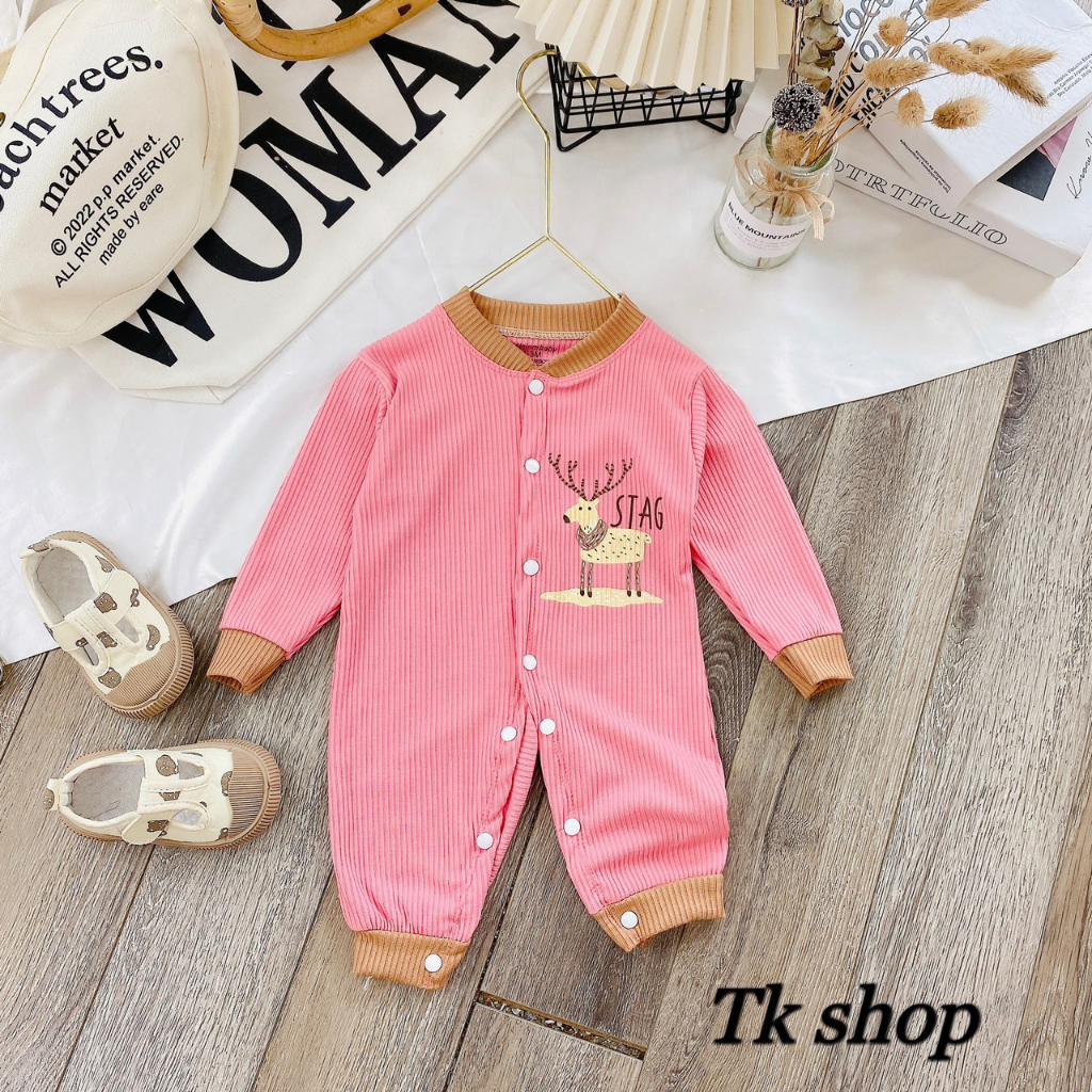 Bộ body thun tăm dài tay cho bé trai bé gái