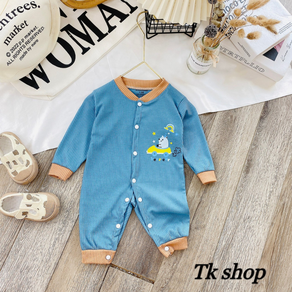 Bộ body thun tăm dài tay cho bé trai bé gái