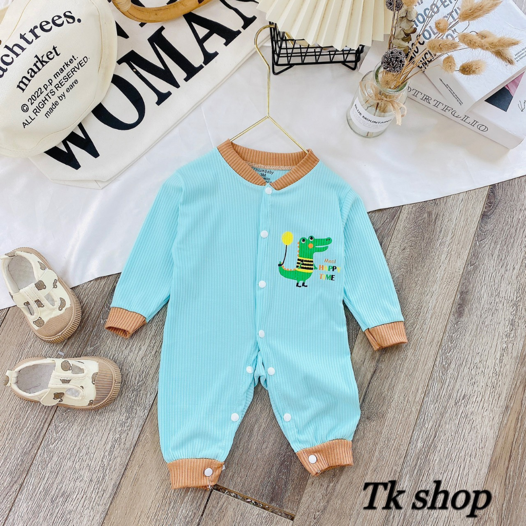 Bộ body thun tăm dài tay cho bé trai bé gái