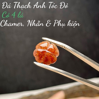 Mặt chamer cỏ 4 lá thạch anh tóc đỏ