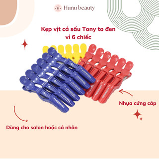 Kẹp cá sấu Tony to đen vỉ 6 chiếc,kẹp vịt chất liệu chất lượng, giá hợp lý,kẹp tóc vỉ 6 cái