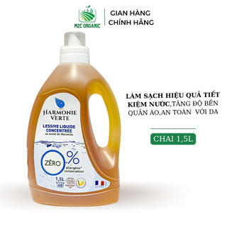 Nước giặt hữu cơ đậm đặc hương thông bạc hà Harmonie Verte 1.5L,5L bảo vệ quần áo và da tay