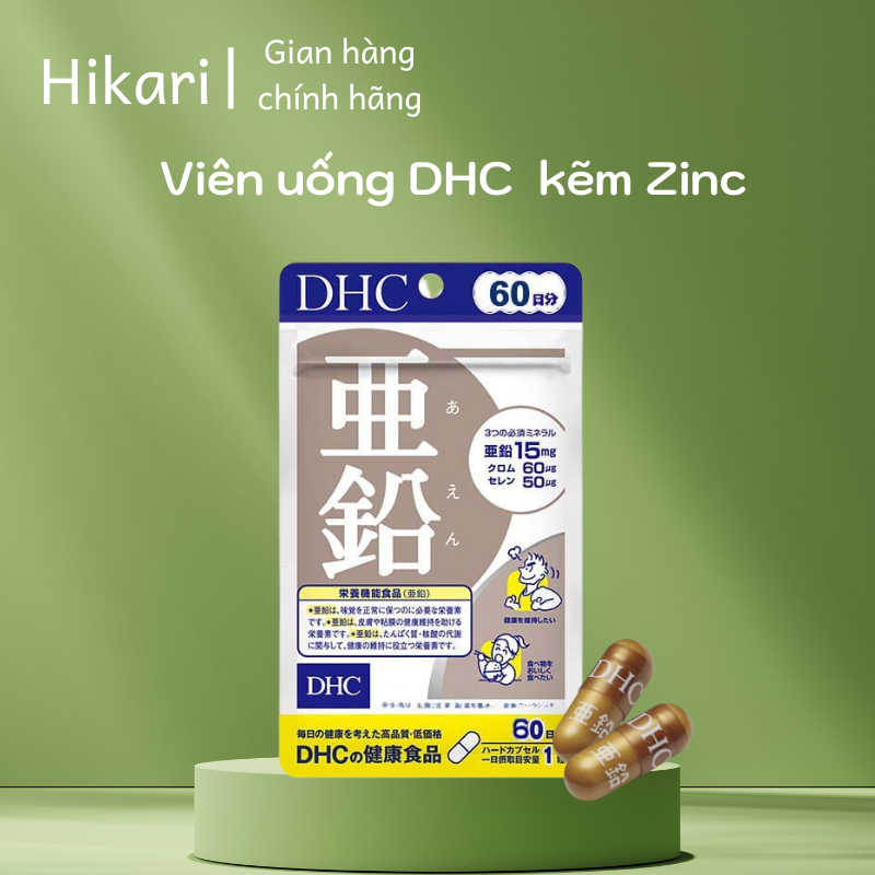 Viên uống DHC kẽm Zinc hỗ trợ đẹp da, da cải thiện tình trạng rụng tóc gói 60 ngày Nhật Bản