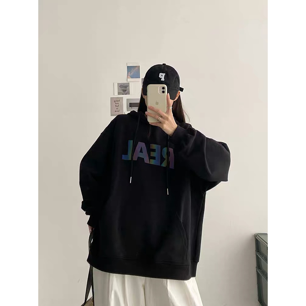 Áo hoodie nỉ bông có mũ form rộng dành cho cặp đôi unisex nam nữ mặc đôi dày dặn DELIZ