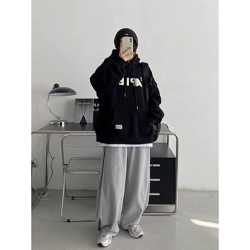 Áo hoodie nỉ bông có mũ form rộng dành cho cặp đôi unisex nam nữ mặc đôi dày dặn DELIZ