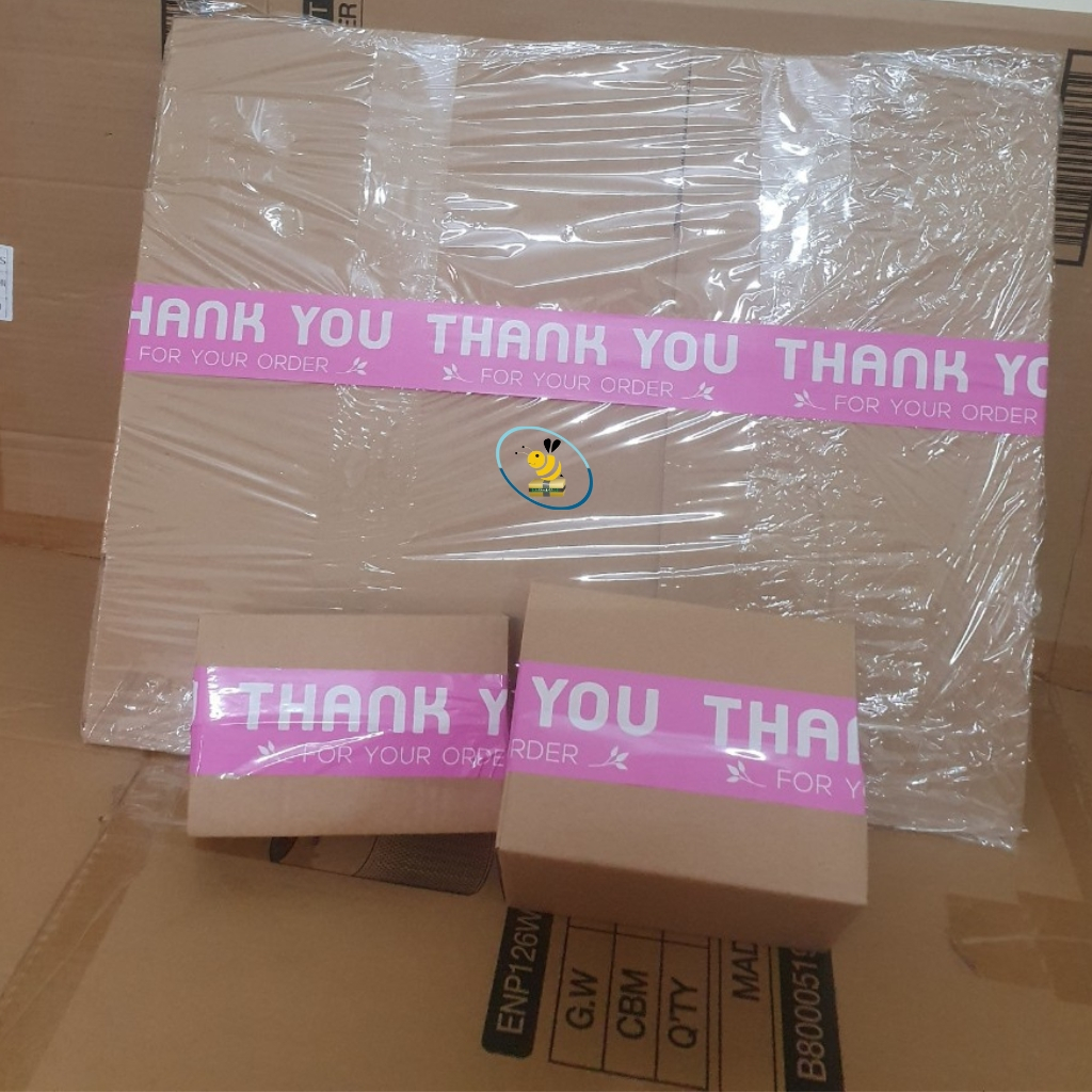 Băng keo cảm ơn khách hàng màu hồng dễ thương in chữ THANK YOU đóng gói hàng hóa đẹp mắt ấn tượng