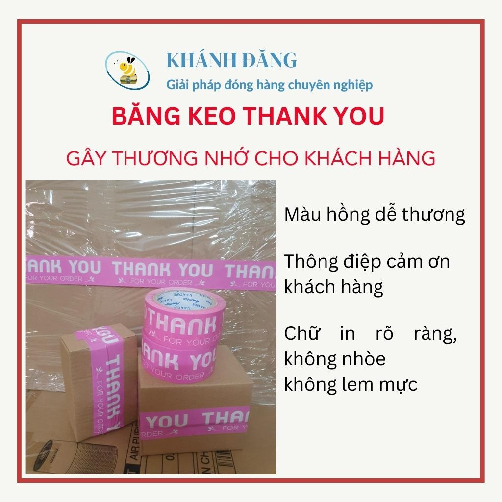Băng keo cảm ơn khách hàng màu hồng dễ thương in chữ THANK YOU đóng gói hàng hóa đẹp mắt ấn tượng