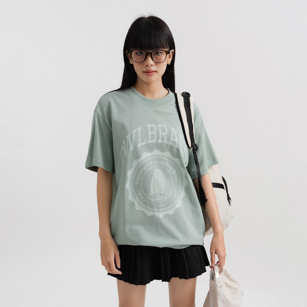 Áo thun in hình Owlbrand University/Mint