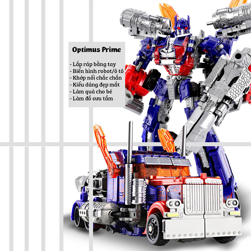 Đồ chơi mô hình lắp ráp trẻ em - Robot biến hình - Chiến binh xanh Optimus Prime - Qùa tặng bé trai bé gái - Nhựa ABS