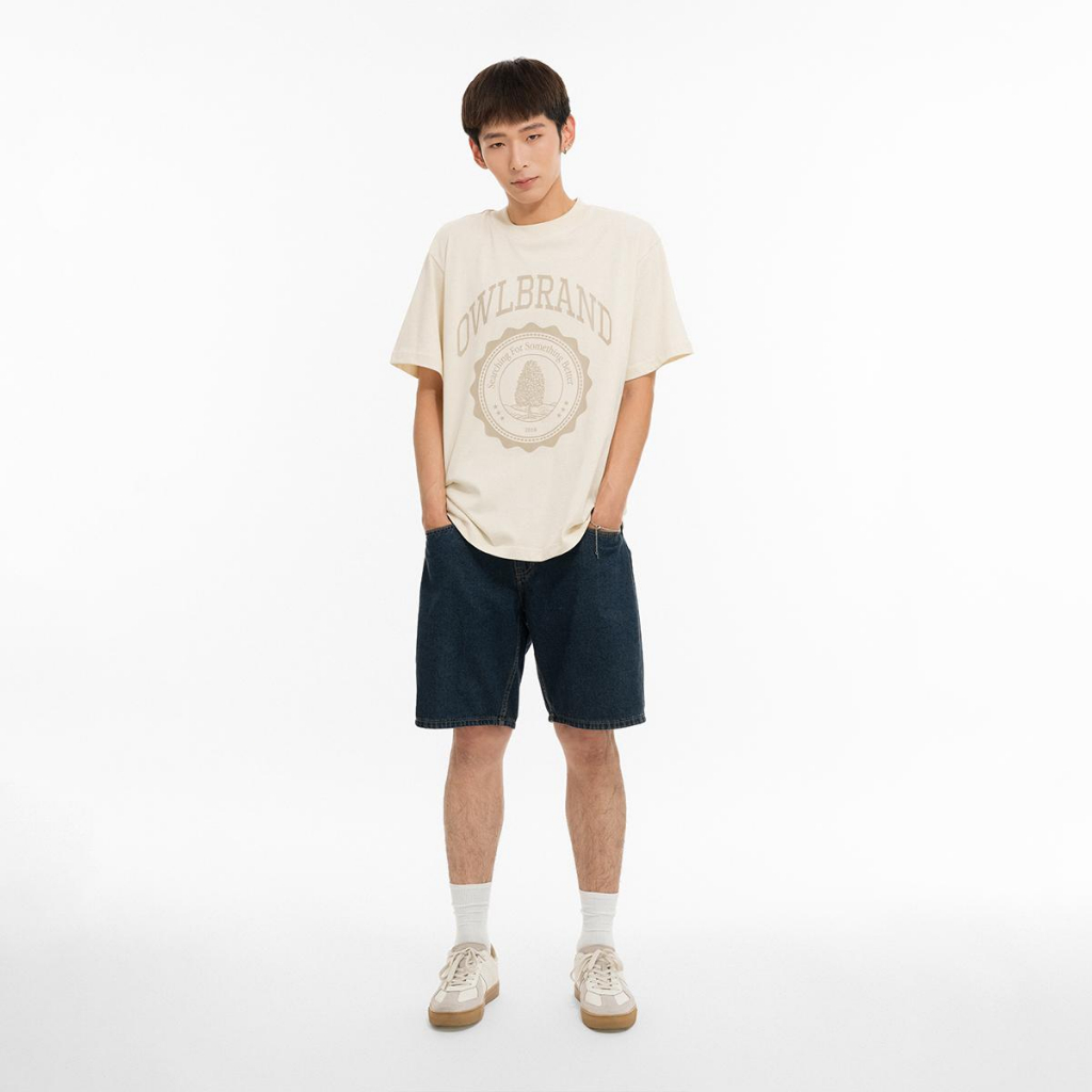 Áo thun in hình Owlbrand University/Tan