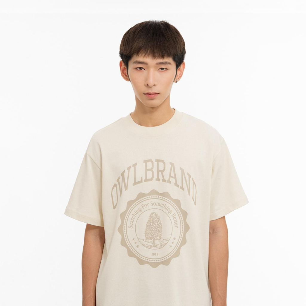 Áo thun in hình Owlbrand University/Tan