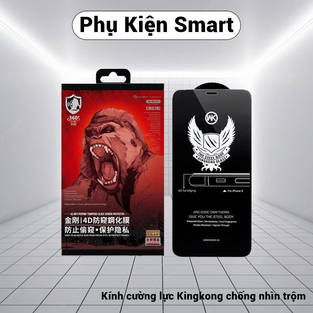 Kính Cường Lực iPhone Chống Nhìn Trộm KingKong WTP-012, cường lực Cho iPhone 7Plus/ 8Plus đến iPhone 14 Promax.