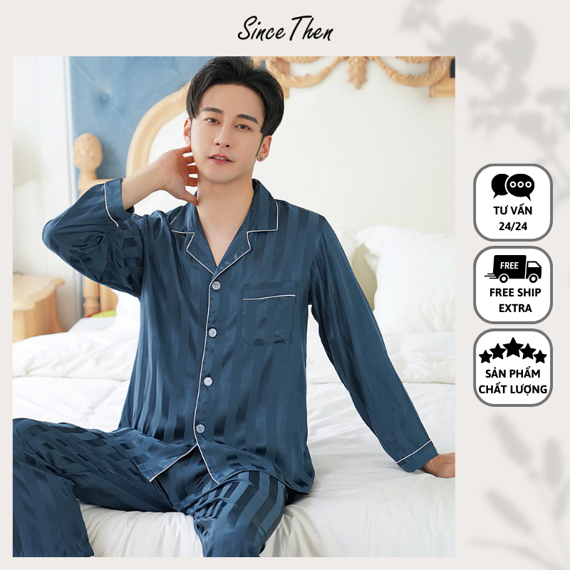 Pijama nam mặc nhà lụa đẹp dài tay - Sincethen