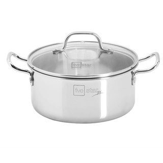 Nồi 3 lớp liền khối inox 304 Fivestar Plus nắp kính ( 16cm / 20cm / 24cm )