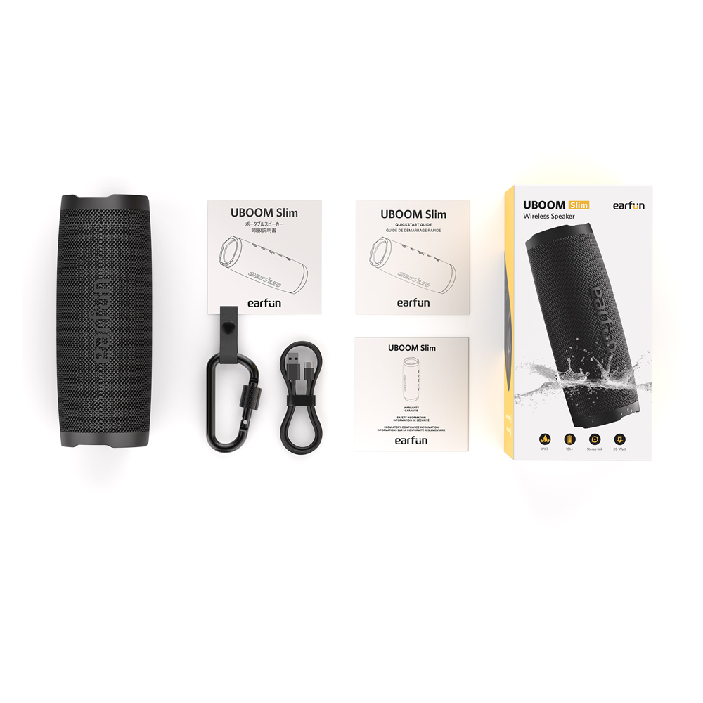 Loa bluetooth di động EarFun UBOOM Slim Bluetooth 5.2, Chống nước IPX7, Pin 16 giờ, Kết hợp 2 loa Stereo