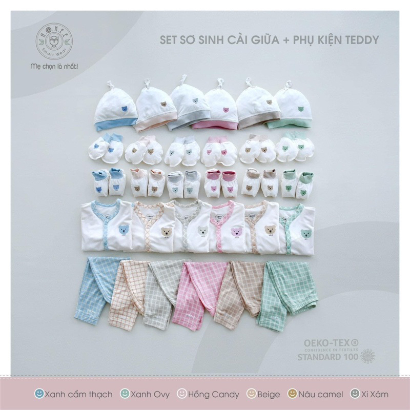 [ Hrnee ] Bộ sơ sinh cài giữa Hrnee cho bé trai bé gái