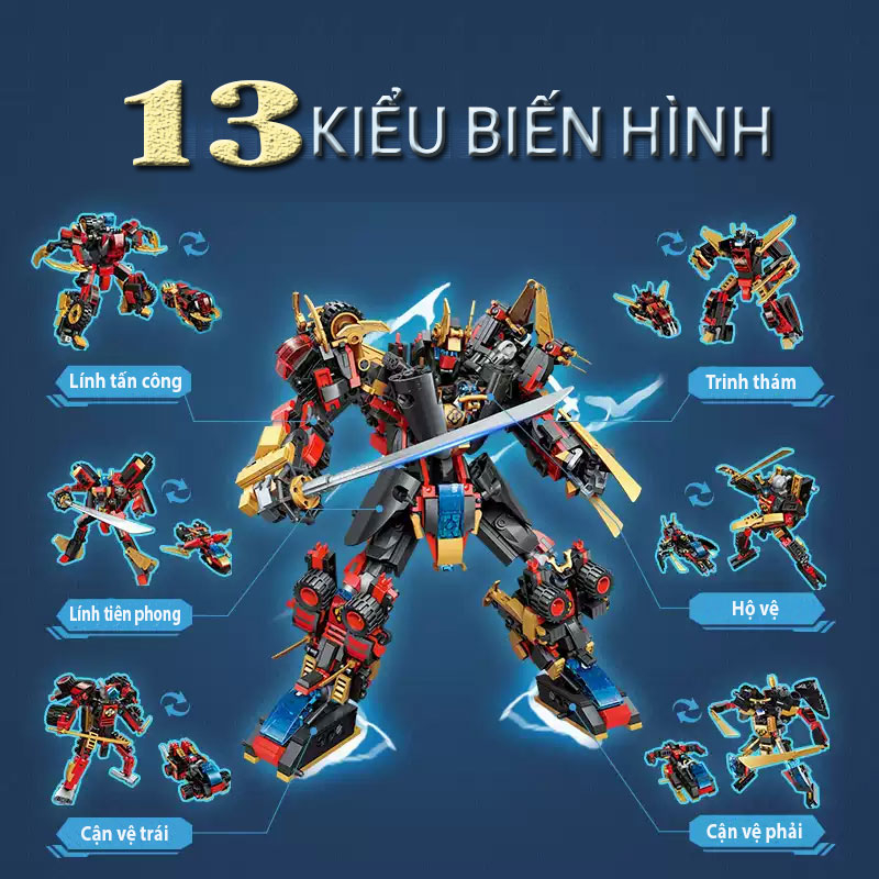 Đồ chơi mô hình lắp ráp trẻ em - Robot biến hình 6 trong 1 908 Chi tiết - Qùa tặng bé trai bé gái - Nhựa ABS