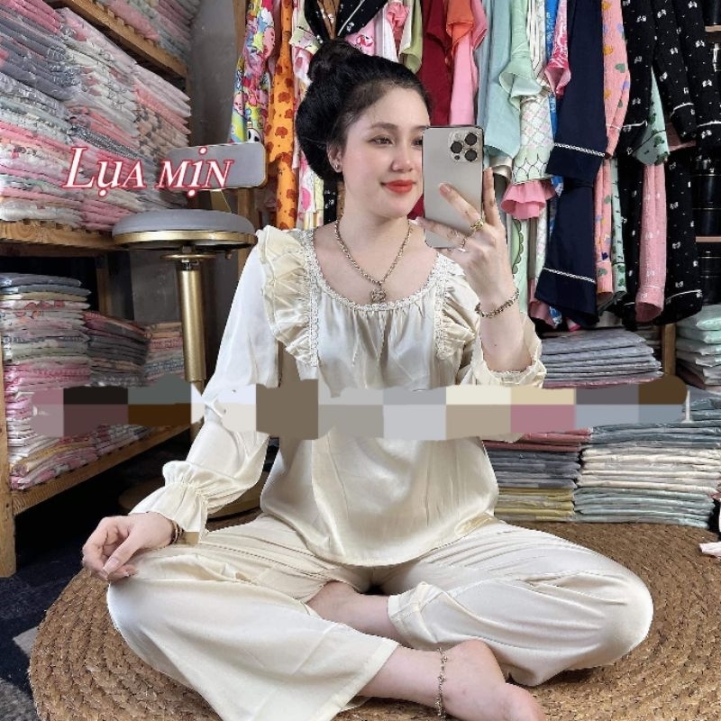 pijama, bộ mặc nhà lụa mịn tơ tằm cao cấp ép đá 2ce