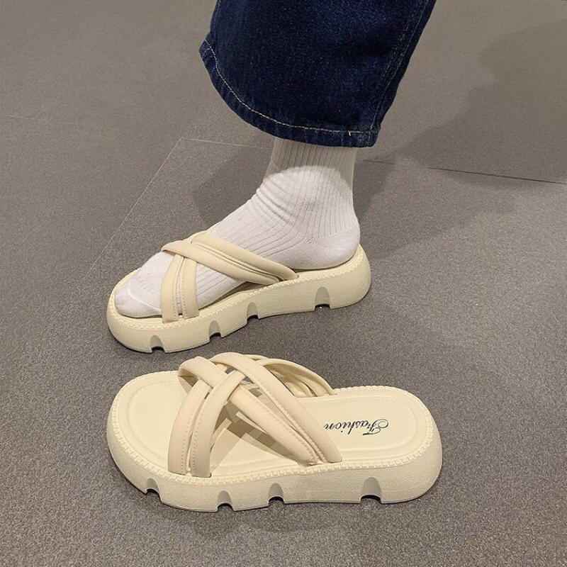 Dép cao su 4 dây đan chéo siêu xinh kèm ảnh và clip thật