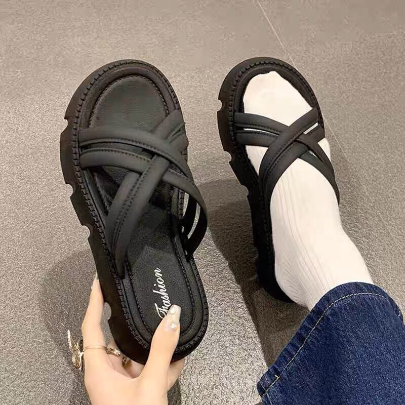 Dép cao su 4 dây đan chéo siêu xinh kèm ảnh và clip thật