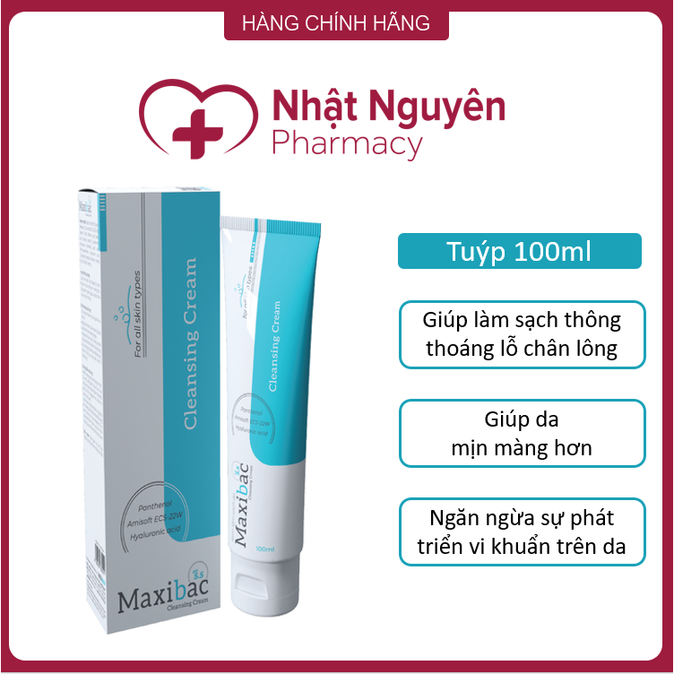 Kem tắm làm sạch da Maxibac pH 5.5 làm sạch, thoáng lỗ chân lông, giúp da mịn màng
