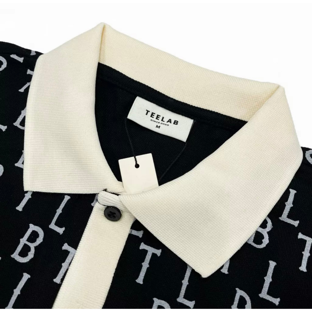 Áo Polo Teelab Local Brand Unisex Legacy Monogram Black ,Polo nam chất cotton dày dặn