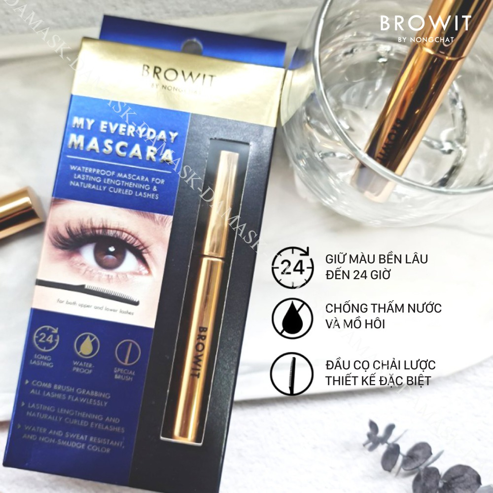 Mascara Nongchat Browit Siêu tơi dài và cong mi dạng lược My Everyday 5.5g Endless Night