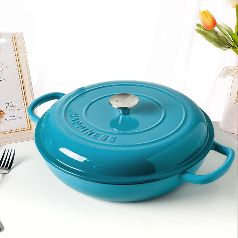 Nồi gang hầm phủ gốm màu xanh ngọc bích size 30cm