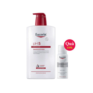 [Tặng xịt khoáng] Sữa tắm Eucerin pH5 Washlotion 1000ml - dạng gel pH5, cho da nhạy cảm (có mùi)