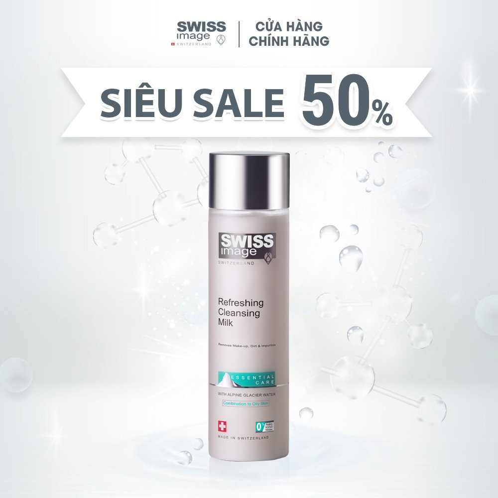 Sữa rửa mặt làm sạch ngừa mụn cho da dầu mụn Swiss Image Refreshing Cleansing Milk 200ml