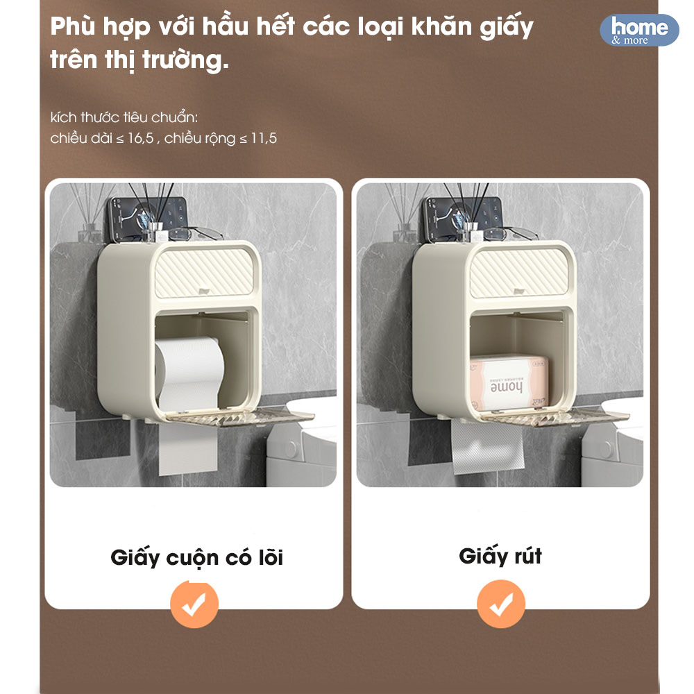 Hộp đựng giấy vệ sinh treo tường 2 trong 1, hộp đựng giấy đa năng treo tường chất liệu ABS + PP cao cấp chống nước