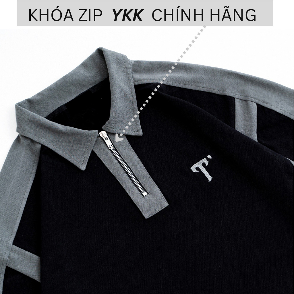 Áo Thun Polo Zip Unisex TIM FASHION - Áo Thun Có Cổ, Tay Lỡ, Form Rộng Nam Nữ