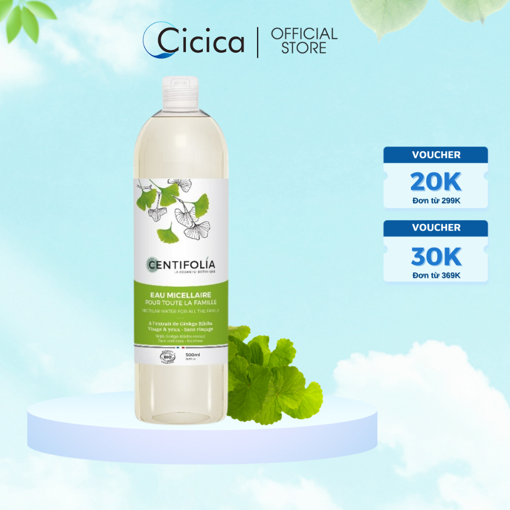 Nước Tẩy Trang Centifolia Micellar Water Chiết Xuất Rau Má 500ml