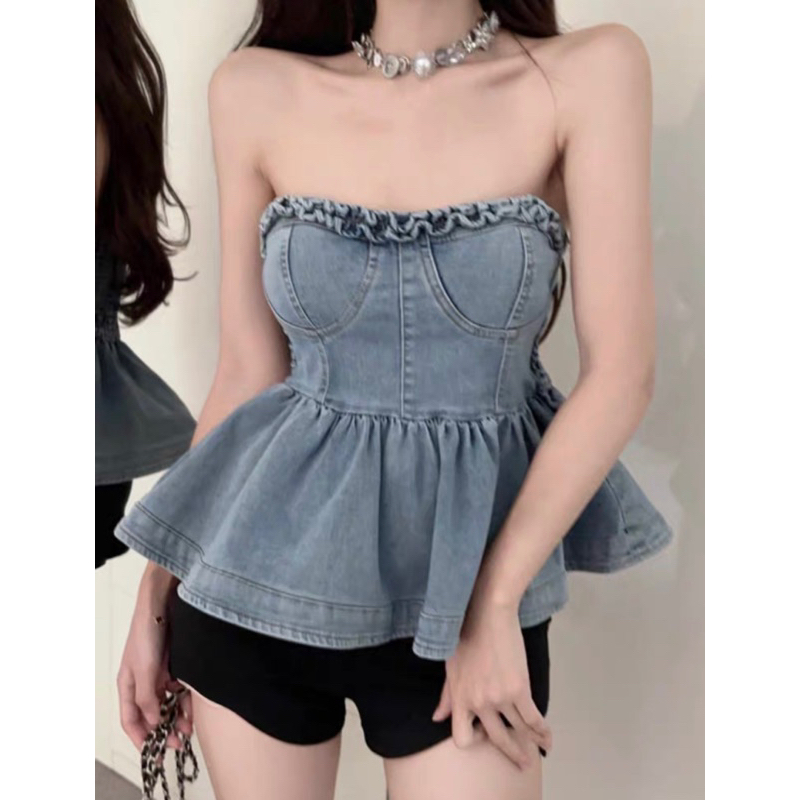 ÁO QUÂY JEAN CÚP NGỰC XOẮN BÈO XOÈ