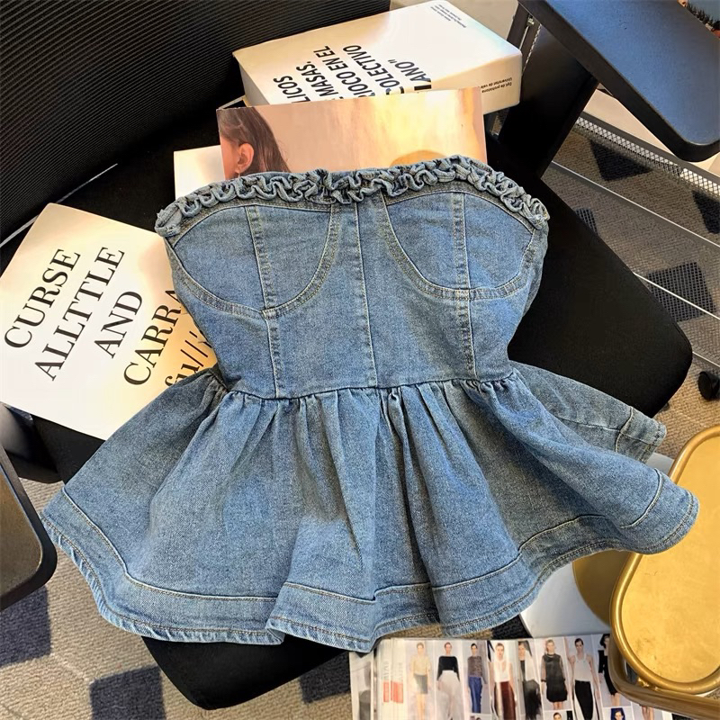 ÁO QUÂY JEAN CÚP NGỰC XOẮN BÈO XOÈ